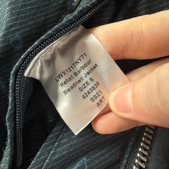 Barbour Retail Beadnell Jacket Waxed Women Full Zip Blue Hooded Size US 4 Adult - Picture 12 of 16